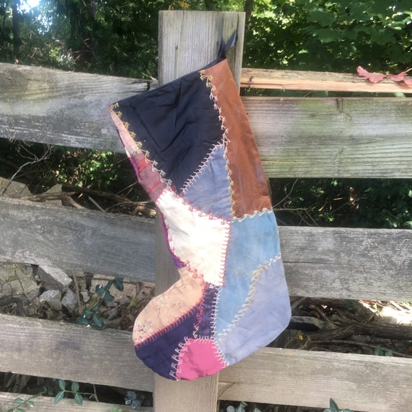 Antique Crazy Quilt Christmas Stocking Bohemian